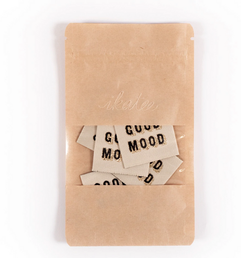 "Good Mood" woven labels x 5