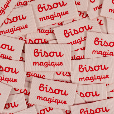 Étiquettes tissées "Bisou Magique" x 5