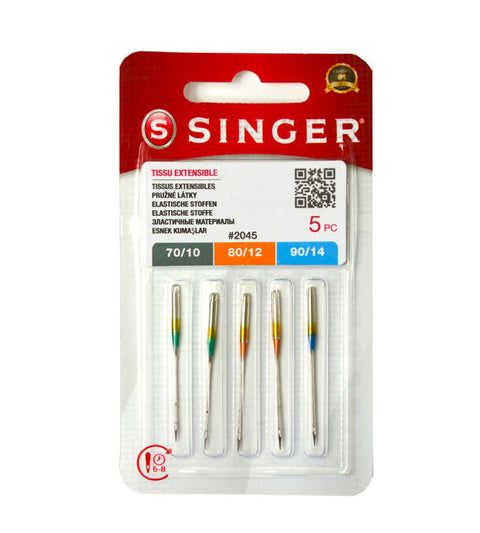 Blister 5 aiguilles assorties pour tissus extensibles n°70/80/90