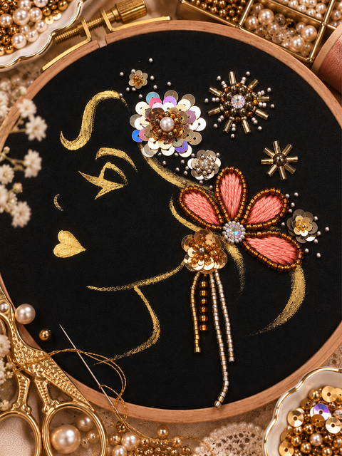 Broderie perlée à l'aiguille