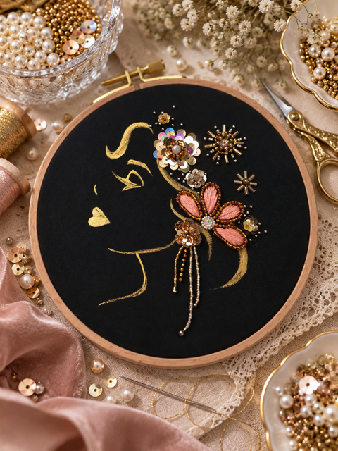 Broderie perlée à l'aiguille